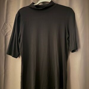 Tahari Black Short Sleeve Tee Mock Neck